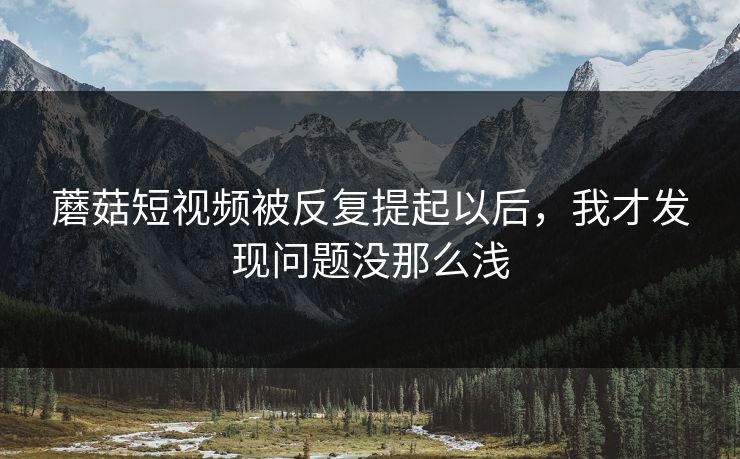 蘑菇短视频被反复提起以后，我才发现问题没那么浅