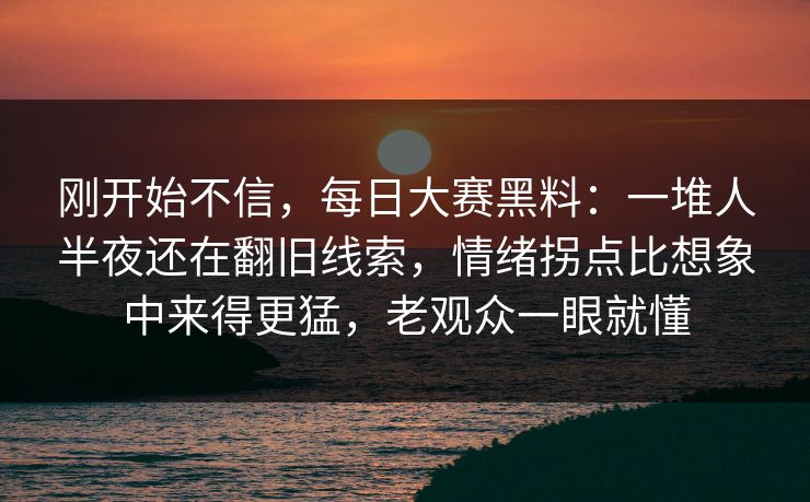 刚开始不信，每日大赛黑料：一堆人半夜还在翻旧线索，情绪拐点比想象中来得更猛，老观众一眼就懂